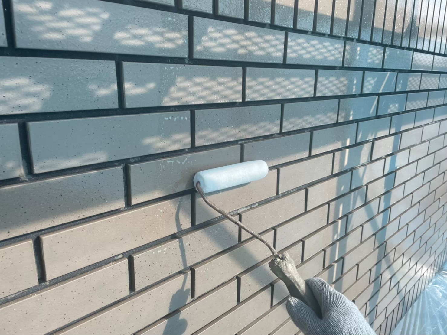 名古屋市にてタイル外壁の洗浄・目地の塗装の施工前写真